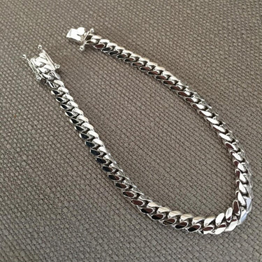 7mm Handmade Cuban Bracelet Made of Pure 999 Solid Silver